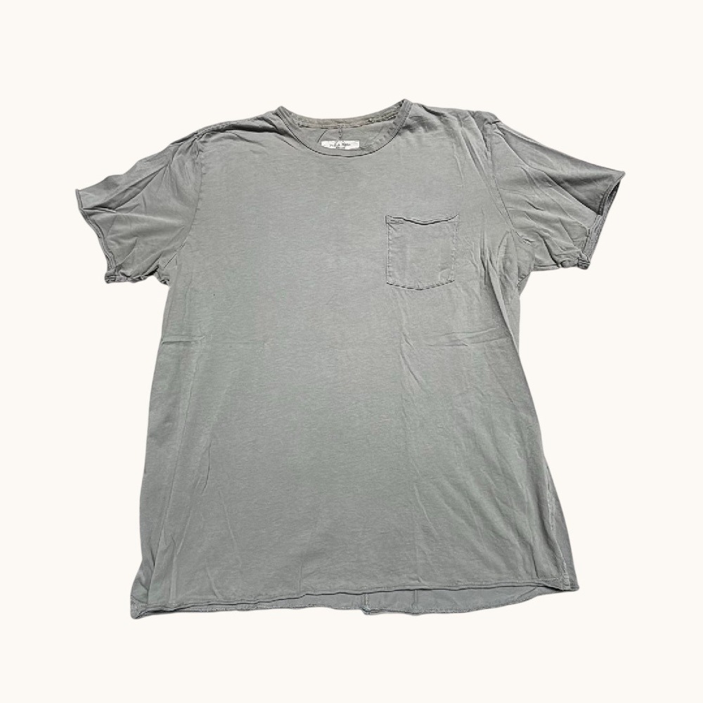 Rag & Bone New York Mens XL Organic Cotton Pocket Tee Grey Green Short Sleeve